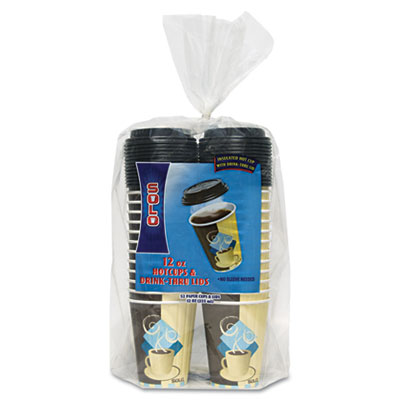 SOLO&reg; Cup Company Duo Shield&reg; Insulated Paper Hot Cups &amp; Lids Combo Pack