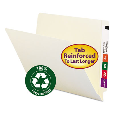 Smead&reg; 100% Recycled Manila End Tab Folders