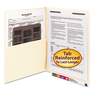 Smead&reg; Heavyweight Manila End Tab Pocket Folders with Fastener