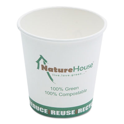 NatureHouse&reg; Compostable Paper/PLA Corn Plastic Lined Hot Cups