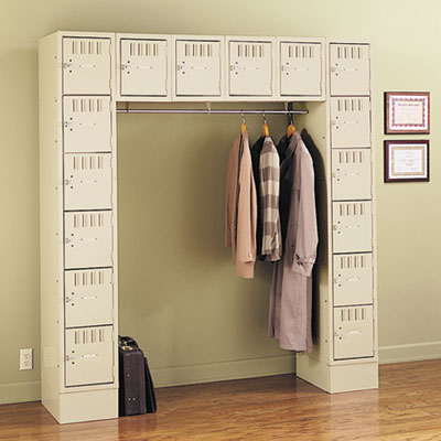 Tennsco Sixteen Box Compartments and Coat Bar