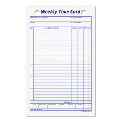TOPS&trade; Weekly Employee Time Card