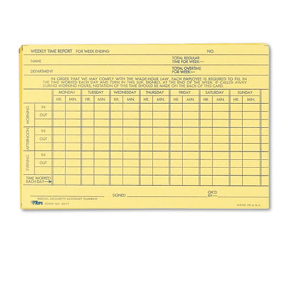 TOPS&trade; Weekly Employee Time Report Card