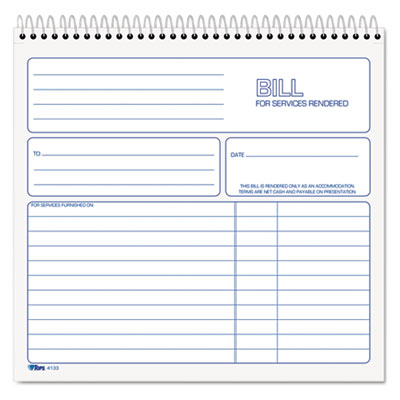TOPS&trade; Bill for Services Rendered Book