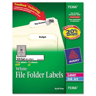 Avery&reg; Permanent File Folder Labels with TrueBlock&reg; Technology