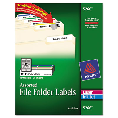 Avery&reg; Permanent File Folder Labels with TrueBlock&reg; Technology