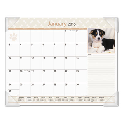 AT-A-GLANCE&reg; Puppies Monthly Desk Pad Calendar