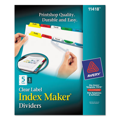 Avery&reg; Index Maker&reg; Print &amp; Apply Clear Label Dividers with Color Tabs