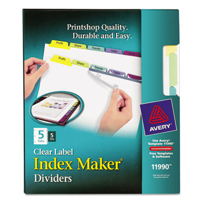 Avery&reg; Index Maker&reg; Print &amp; Apply Clear Label Dividers with Color Tabs