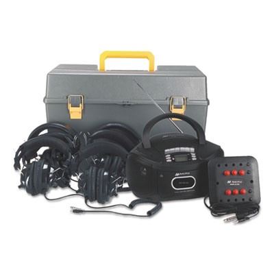AmpliVox&reg; Deluxe CD/Cassette/AM/FM Six-Station Listening Center