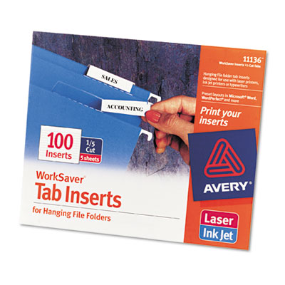 Avery&reg; Tabs Inserts For Hanging File Folders