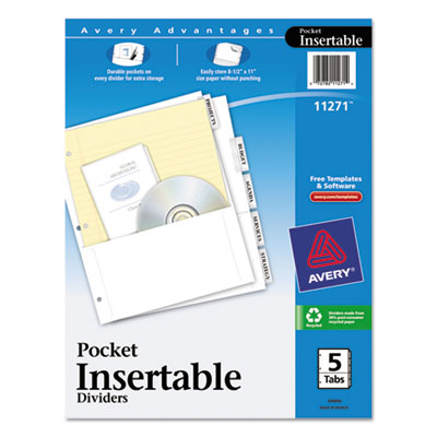 Avery&reg; Insertable Dividers with Single Pockets