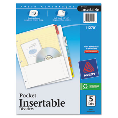 Avery&reg; Insertable Dividers with Single Pockets