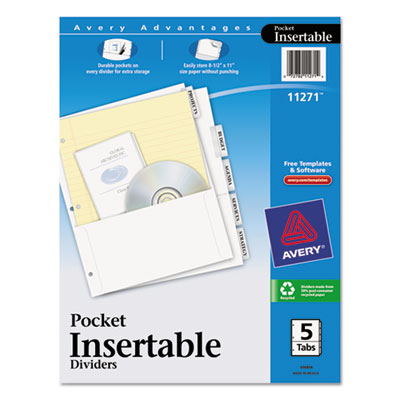 Avery&reg; Insertable Dividers with Single Pockets