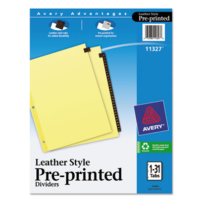 Avery&reg; Preprinted Red Leather Tab Dividers with Clear Reinforced Binding Edge