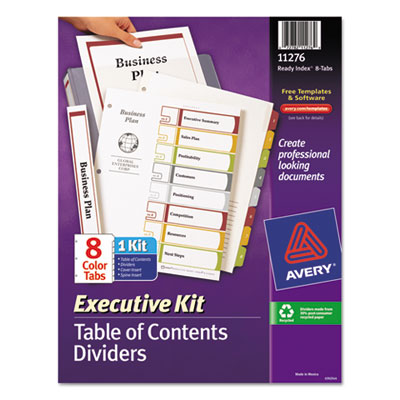 Avery&reg; Ready Index&reg; Customizable Executive Table of Contents Multicolor Dividers