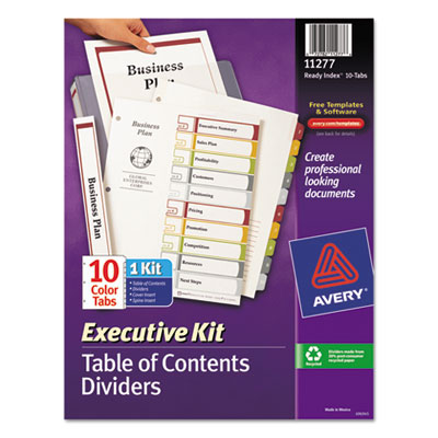 Avery&reg; Ready Index&reg; Customizable Executive Table of Contents Multicolor Dividers