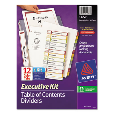 Avery&reg; Ready Index&reg; Customizable Executive Table of Contents Multicolor Dividers