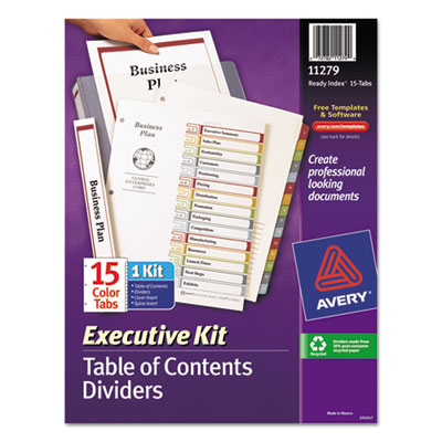 Avery&reg; Ready Index&reg; Customizable Executive Table of Contents Multicolor Dividers