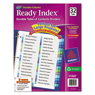 Avery&reg; Ready Index&reg; Customizable Table of Contents Double Column Dividers
