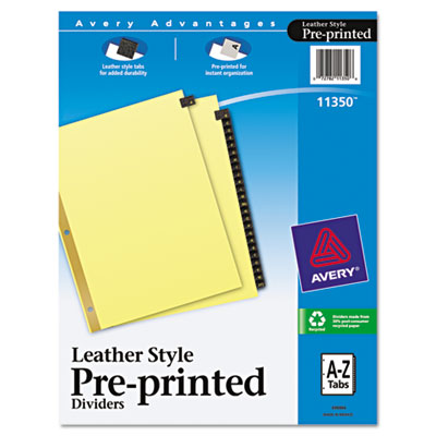 Avery&reg; Preprinted Black Leather Tab Dividers with Gold Reinforced Binding Edge