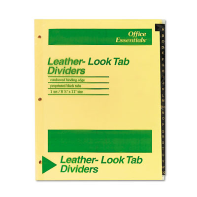 Office Essentials&reg; Preprinted Black Leather Tab Dividers