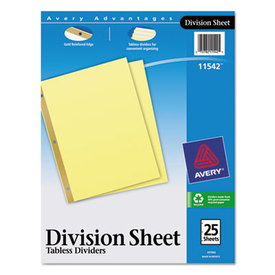 Avery&reg; Untabbed Sheet Dividers