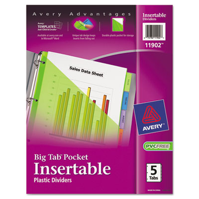 Avery&reg; Insertable Big Tab&trade; Plastic Dividers with Single Pockets