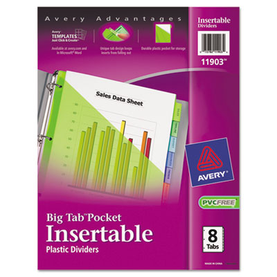 Avery&reg; Insertable Big Tab&trade; Plastic Dividers with Single Pockets