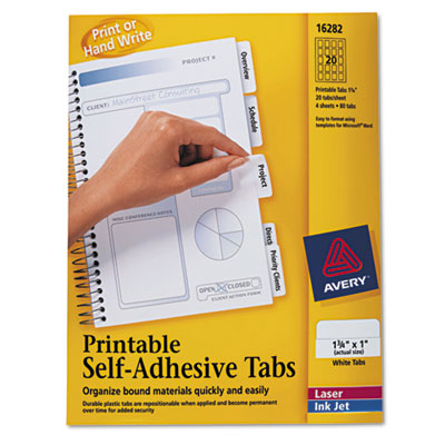 Avery&reg; Printable Plastic Tabs with Repositionable Adhesive