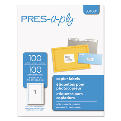 PRES-a-ply&reg; White Copier Labels