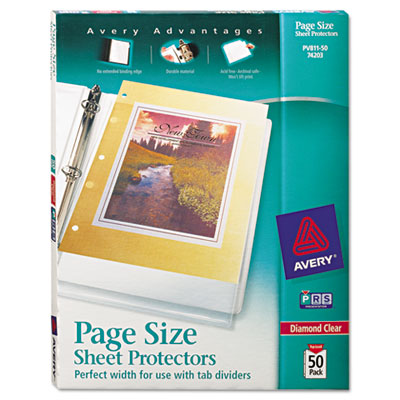 Avery&reg; Page Size Heavyweight Three-Hole Punched Clear Sheet Protector
