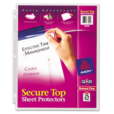 Avery&reg; Secure Top&trade; Super Heavyweight Diamond Clear Sheet Protector