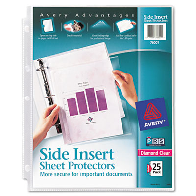 Avery&reg; Side Insert Heavyweight Diamond Clear Sheet Protectors