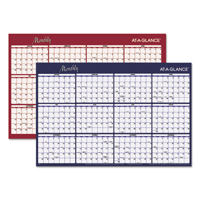 AT-A-GLANCE&reg; Reversible Horizontal Erasable Wall Planner