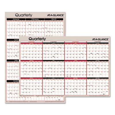 AT-A-GLANCE&reg; Vertical/Horizontal Erasable Quarterly/Monthly Wall Planner