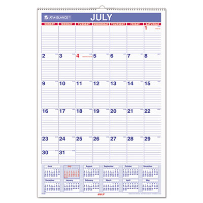 AT-A-GLANCE&reg; Monthly Wall Calendar with Ruled Daily Blocks