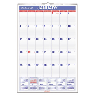 AT-A-GLANCE&reg; Monthly Wall Calendar with Ruled Daily Blocks
