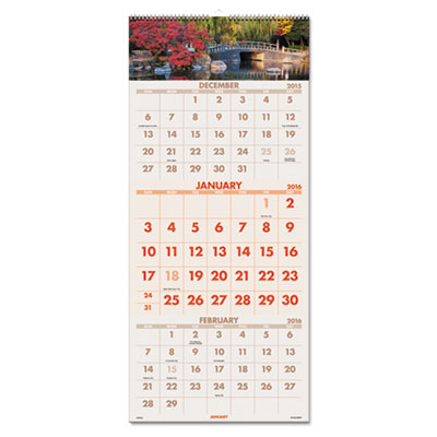 AT-A-GLANCE&reg; Scenic Three-Month Wall Calendar