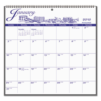 AT-A-GLANCE&reg; 12-Month Illustrator&rsquo;s Edition Wall Calendar