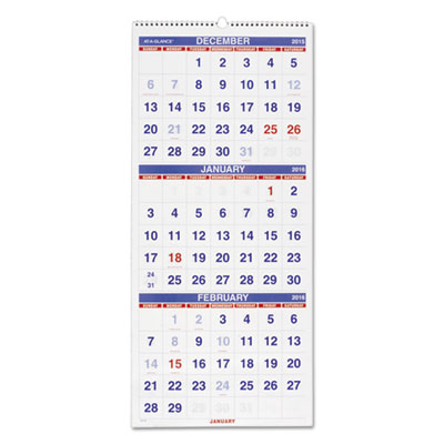 AT-A-GLANCE&reg; Deluxe Three-Month Reference Wall Calendar