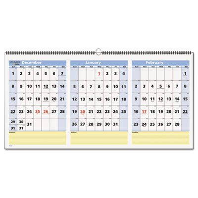 AT-A-GLANCE&reg; QuickNotes&reg; Three-Month Wall Calendar in Horizontal Format