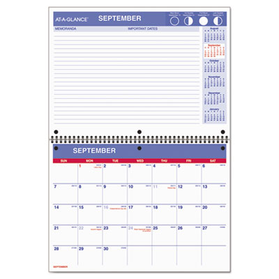 AT-A-GLANCE&reg; Wirebound Monthly Desk/Wall Calendar