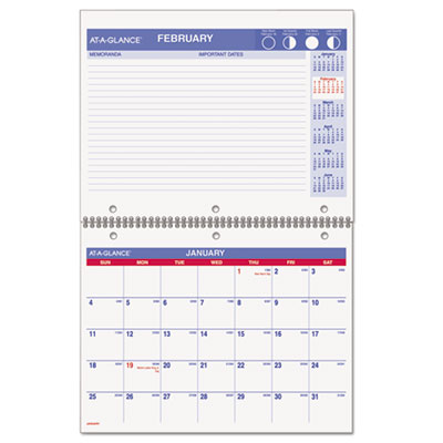 AT-A-GLANCE&reg; Wirebound Monthly Desk/Wall Calendar