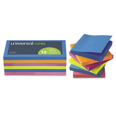 Universal One&trade; Standard Self-Stick Bright Color Note Pads