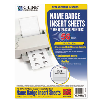 C-Line&reg; Name Badge Inserts