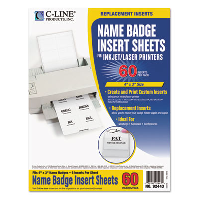 C-Line&reg; Name Badge Inserts