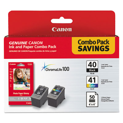 Canon&reg; 0615B009 Ink Cartridge and Glossy Photo Paper Combo Pack