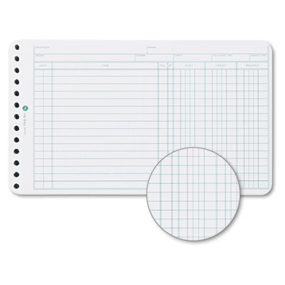 Wilson Jones&reg; Six-Ring Ledger Binder Refill Sheets