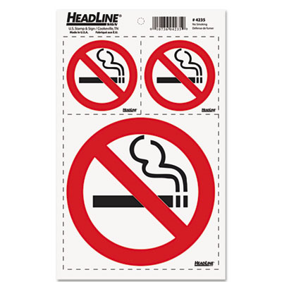 Headline&reg; Sign Self-Stick No Smoking Combo Decal